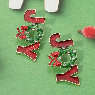 Fashnzfab Joy Holiday Message Earrings - Multi In Red