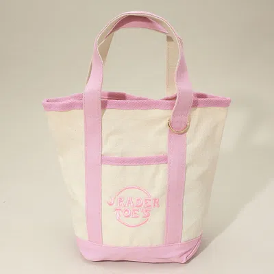Fashnzfab Jrader Toes Message Embroidered Small Multi Purpose Canvas Tote Bag In Pink