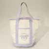Fashnzfab Jrader Toes Message Embroidered Small Multi Purpose Canvas Tote Bag In Purple