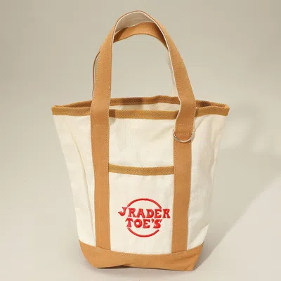 Fashnzfab Jrader Toes Message Embroidered Small Multi Purpose Canvas Tote Bag In White