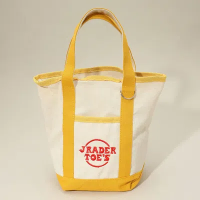 Fashnzfab Jrader Toes Message Embroidered Small Multi Purpose Canvas Tote Bag In Yellow