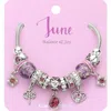 Fashnzfab June - Birthstone Heart Charm Multi Beaded Bracelet Lavender In Purple
