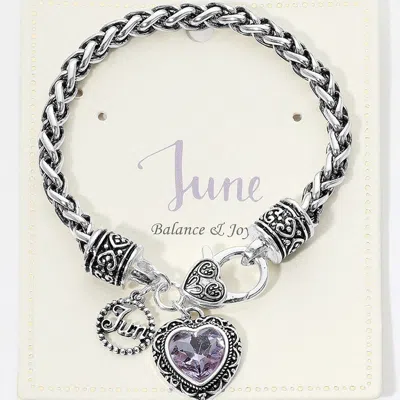 Fashnzfab June - Birthstone Heart Charm Bracelet In Multi