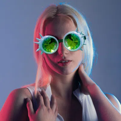 Fashnzfab Kaleidoscope Lens Steampunk Elastic Goggles In Green