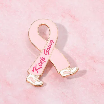 Fashnzfab Keep Going Pink Ribbon Pin Brooch