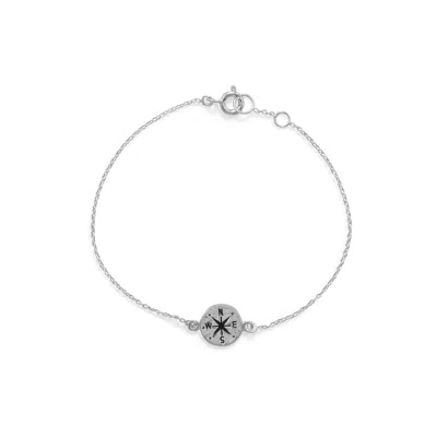 Fashnzfab Keep It Moving! 7"+.5 Hammered Compass Bracelet In White