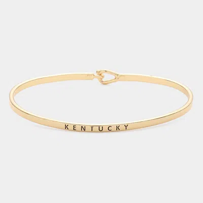 Fashnzfab Kentucky Thin Brass Metal Hook Bracelet Gold