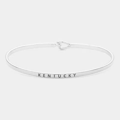 Fashnzfab Kentucky Thin Brass Metal Hook Bracelet Rhodium In Multi