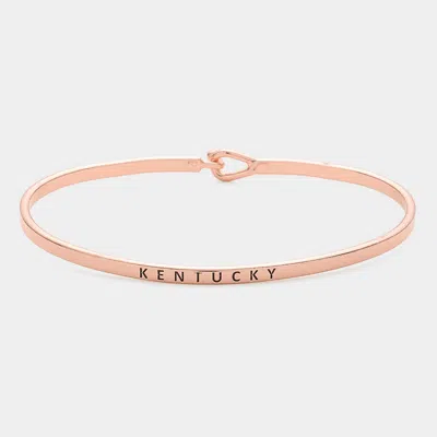 Fashnzfab Kentucky Thin Brass Metal Hook Bracelet Rose Gold