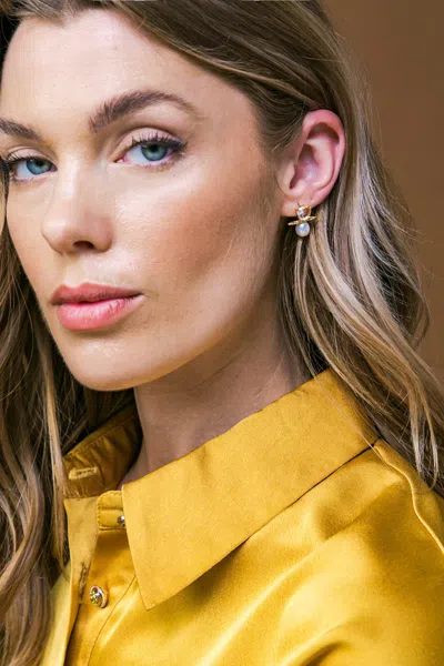 Fashnzfab Kimberly Pearly Earrings In Gold