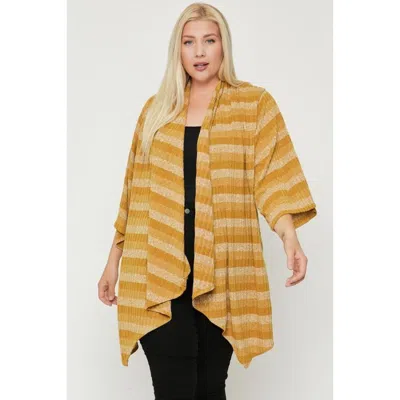 Fashnzfab Kimono Style Striped Cardigan In Yellow