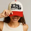 Fashnzfab King Message Embroidered Five Panel Canvas Baseball Cap In Red