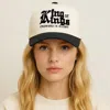 Fashnzfab King Message Embroidered Five Panel Canvas Baseball Cap In Black
