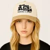 Fashnzfab King Message Embroidered Five Panel Canvas Baseball Cap In Sand
