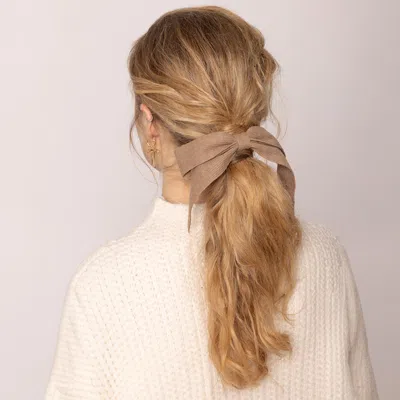 Fashnzfab Knit Bow Hair Barrette In Brown