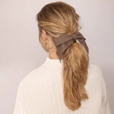 Fashnzfab Knit Bow Hair Barrette In Brown