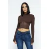 Fashnzfab Knit Crop Top With Bottom Mesh In Gold