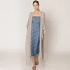 Fashnzfab Knit Fringe Kimono Poncho In Gray