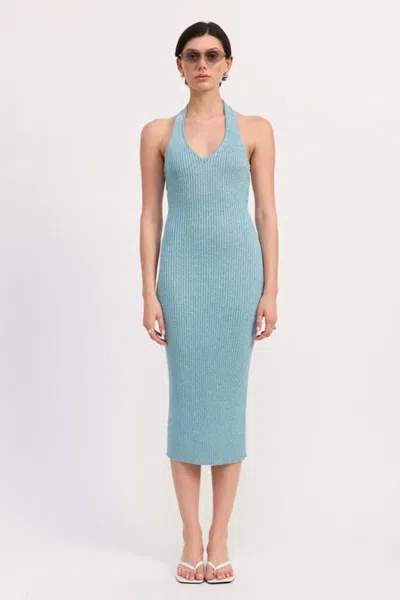 Fashnzfab Knit Halter Bodycon Midi Dress