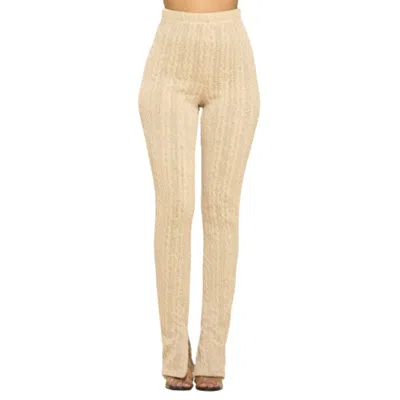Fashnzfab Knit High Rise Leggings In White