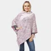 Fashnzfab Knit Hooded Poncho In Pink