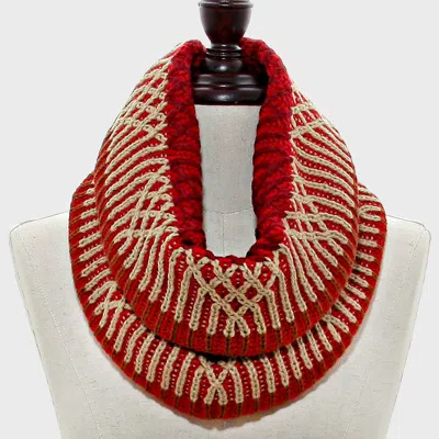Fashnzfab Knit Infinity Snood Scarf In Red