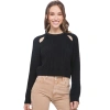 Fashnzfab Knit Pullover Sweater With Cold Shoulder Detail In Black