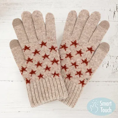 Fashnzfab Knit Star Smart Gloves In Beige