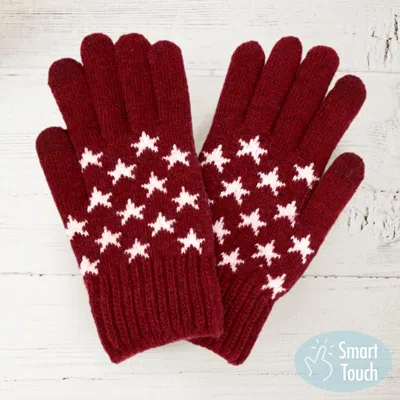 Fashnzfab Knit Star Smart Gloves In Red