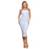 Fashnzfab Knit Tube Midi Dress In Blue