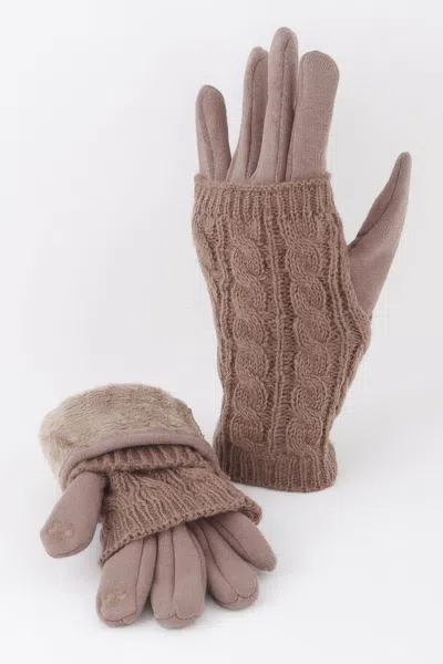 Fashnzfab Knitted Sleeve Gloves In Grey