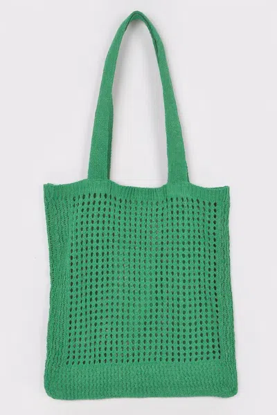 Fashnzfab Knitted Tote Bag In Green
