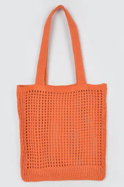Fashnzfab Knitted Tote Bag In Orange