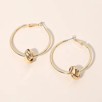 Fashnzfab Knot Accent Hoop Earrings In Gold