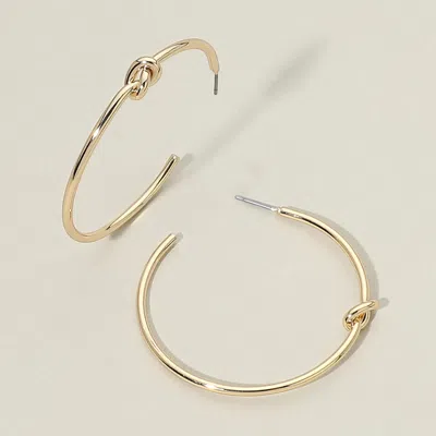 Fashnzfab Knot Accent Metal Hoop Earrings In Gold