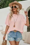 Fashnzfab Knot Back Open Back Lace Trim Solid Loose Fit Top
