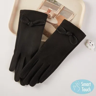 Fashnzfab Knot Bow Accent Smart Touch Gloves In Black