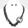 Fashnzfab Knot Seed Beaded Multi Layered Necklace In Black