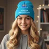 Fashnzfab Kpop Demon Hunters Derpy Graphic Winter Beanie Hat In Blue