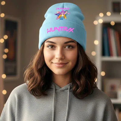 Fashnzfab Kpop Demon Hunters Huntrix Graphic Winter Beanie Hat In Blue