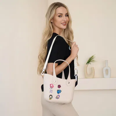 Fashnzfab Kpop Demon Hunters Zibits Structured Rubber Tote Crossbody Bag In Sand