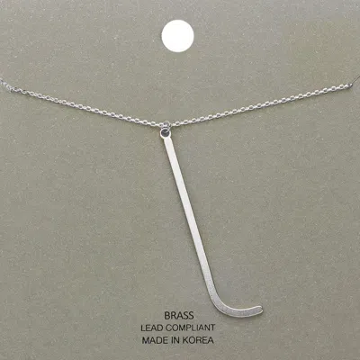 Fashnzfab -l- Brass Initial Monogram Metal Pendant Necklace In Silver