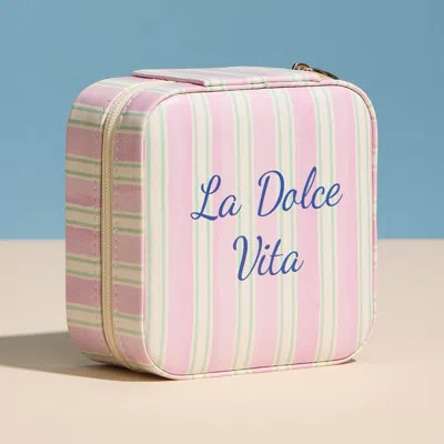Fashnzfab La Dolce Vita Striped Portable Square Jewelry Box