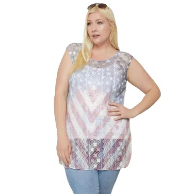 Fashnzfab Lace, Sleeveless Tunic Top In Multi