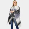 Fashnzfab Lace Textured Ombre Cape Poncho In Blue