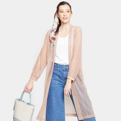 Fashnzfab Laced Long Sleeve Poncho In Neutral