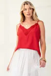 Shop Fashnzfab Laced Textured Poly Woven Camisole In Pink