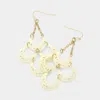Fashnzfab Lacquered Metal Crescent Link Chandelier Dangle Earrings - Gold, Ivory In Gold