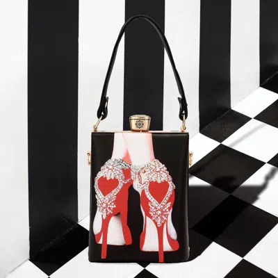 Fashnzfab Lady High Heels Printed Top Handle Mini Bag / Crossbody Bag In Multi