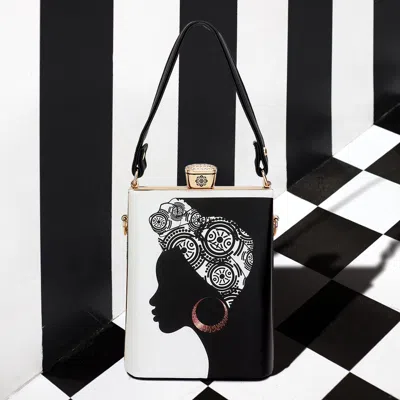Fashnzfab Lady Printed Top Handle Mini Bag / Crossbody Bag In Black